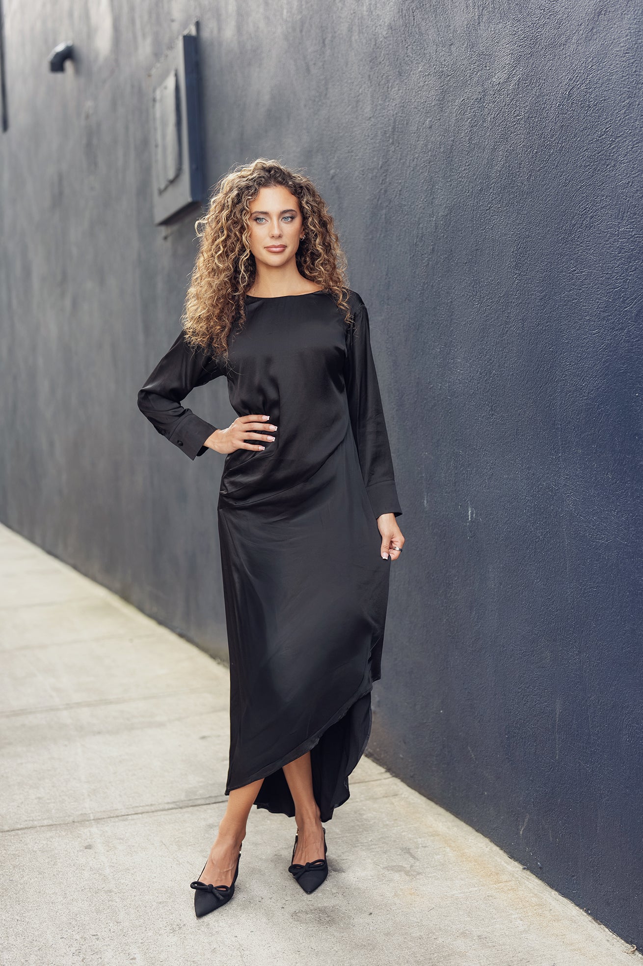BLACK MIDNIGHT SILK DRESS