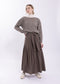 TAUPE SIDE PLACKET PLEATED MIDI SKIRT
