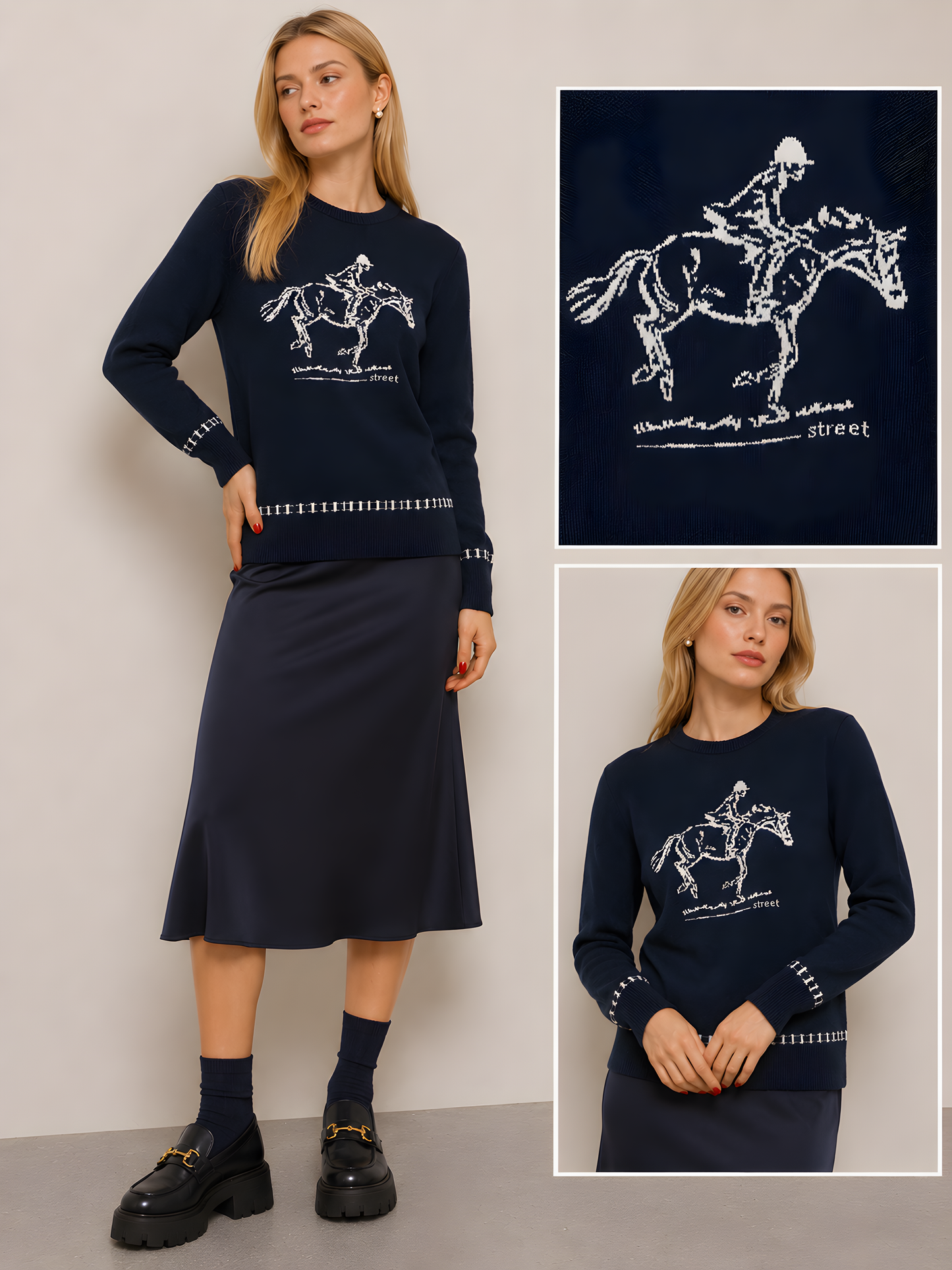 EQUESTRIAN SWEATER AVAILABLE IN 2 COLORS