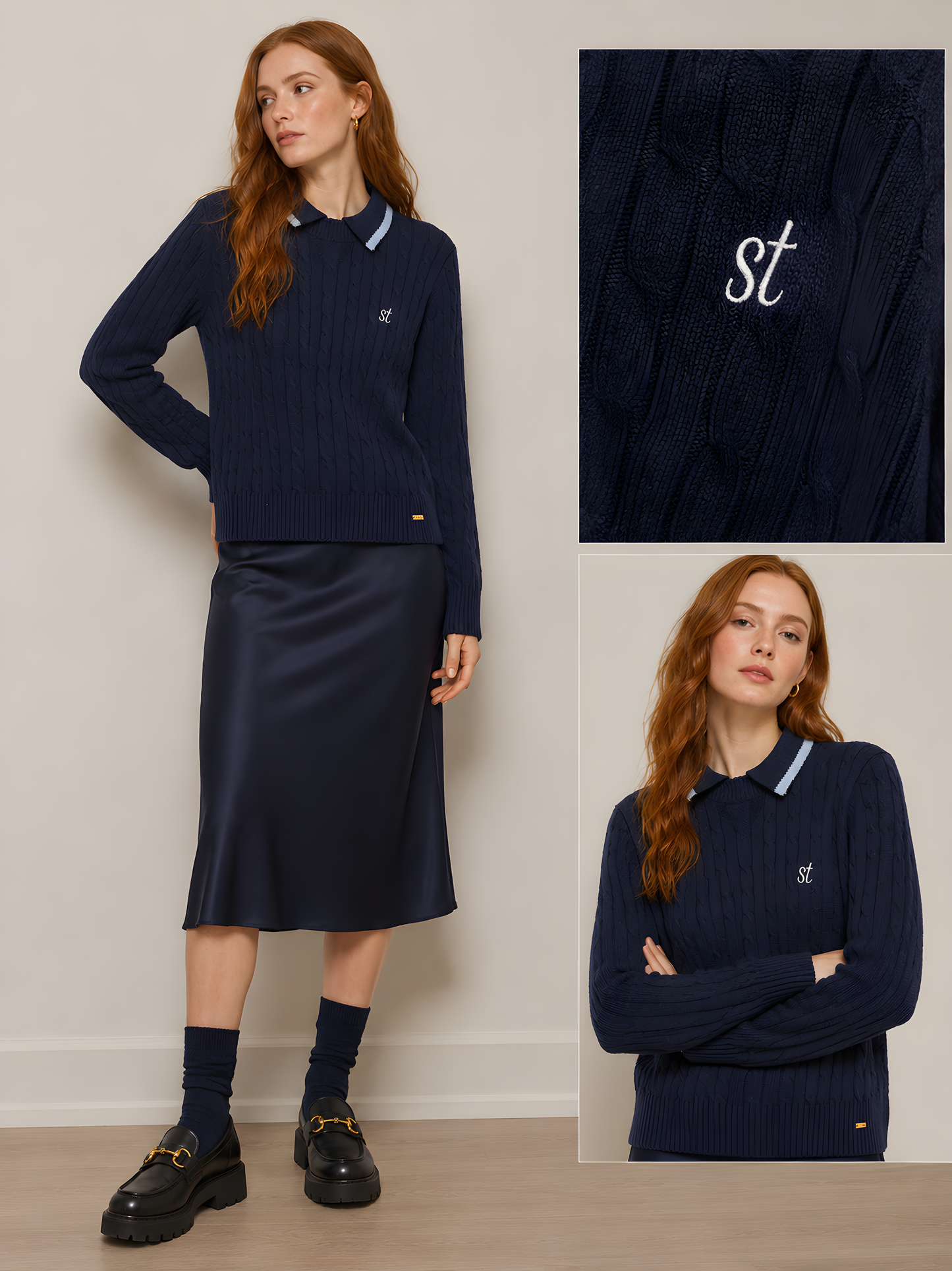 COLLARED KNIT LOGO SWEATER