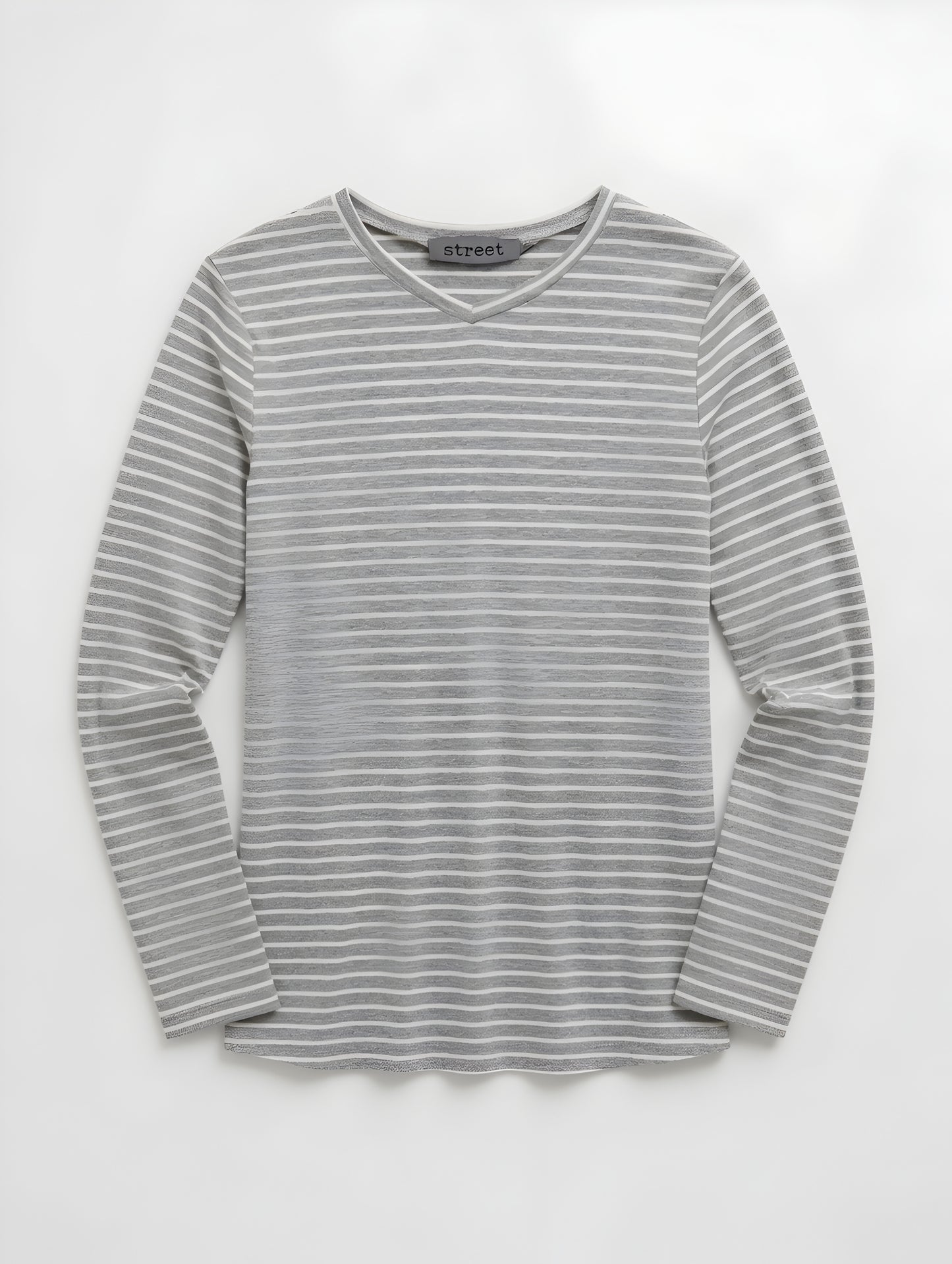 STRIPED V-NECK GREY