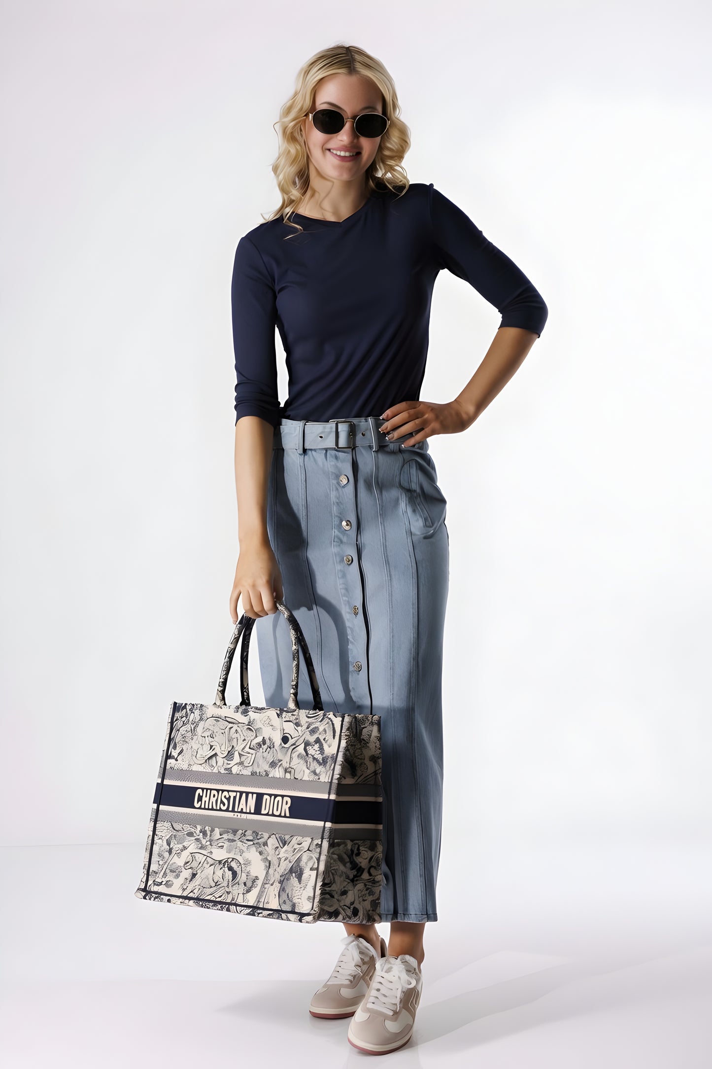 BELTED DENIM SKIRT AVAILABLE IN 2 COLORS