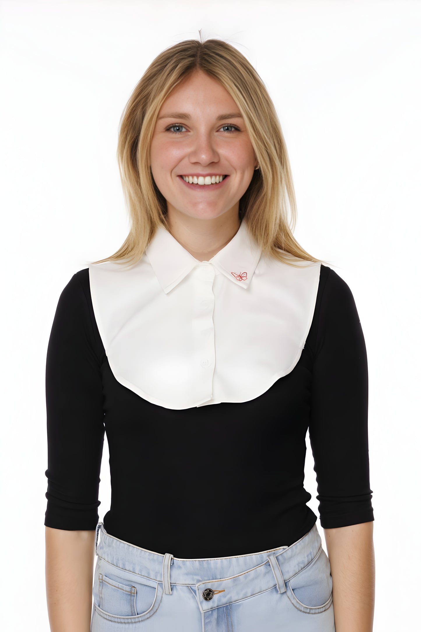 WHITE COLLAR WITH OR WITHOUT EMBROIDERED EMBLEM