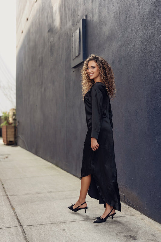 BLACK MIDNIGHT SILK DRESS