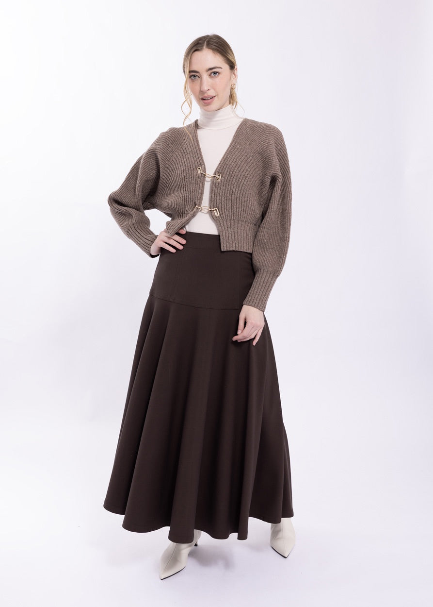 MOCHA DOUBLE CLASP BOLERO SKIRT
