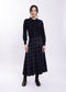 NAVY PLAID PLEATED SKIRT WITH BUCKLE