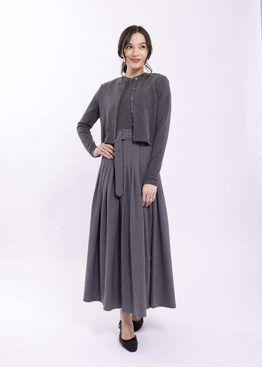 GREY PLEATED DRESS