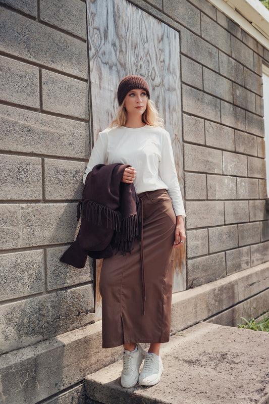 DARK BROWN NOIR MAXI SKIRT