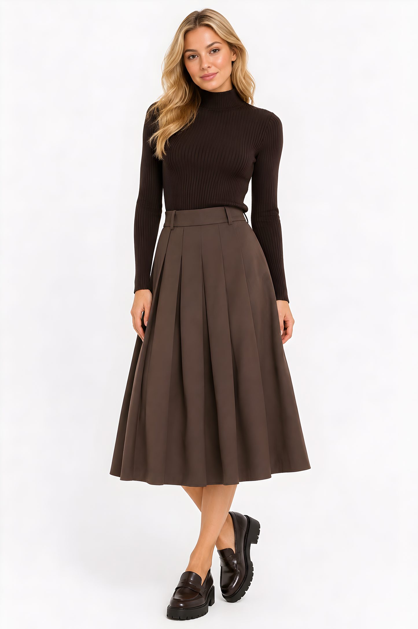 PLEATED MIDI SKIRT AVAILABLE IN 3 COLORS