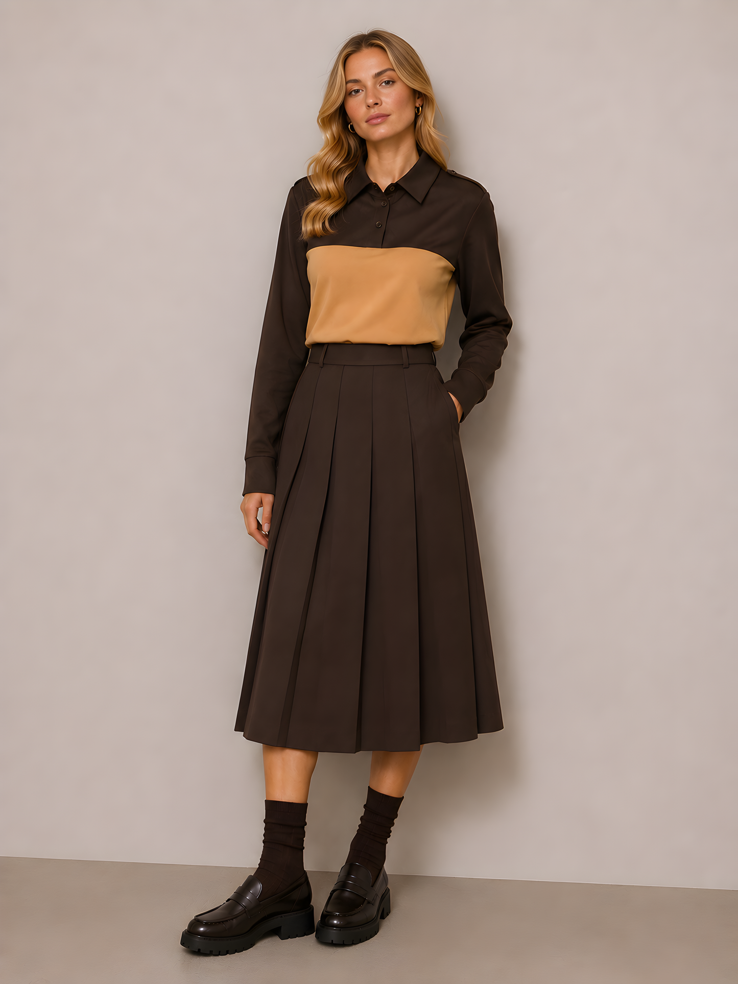 COLORBLOCK SHOULDER BUCKLE TOP AVAILABLE IN 2 COLORS
