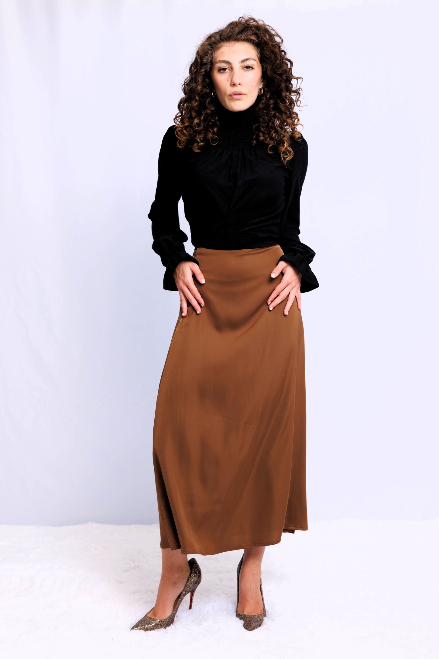 WRAP BLOUSE WITH RUCHED NECK AVAILABLE IN 4 COLORS