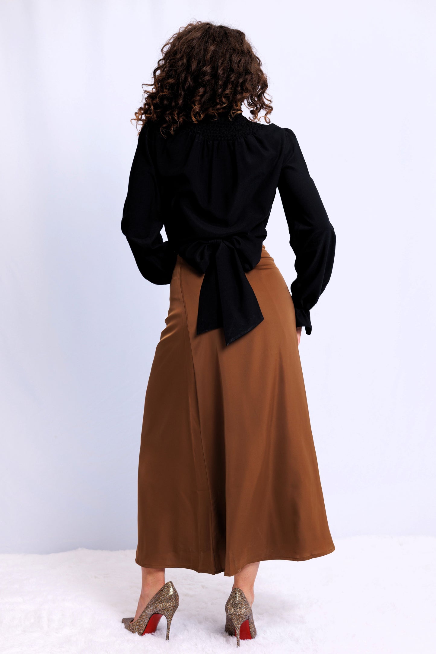 WRAP BLOUSE WITH RUCHED NECK AVAILABLE IN 4 COLORS