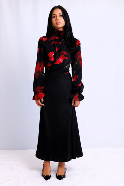 WRAP BLOUSE WITH RUCHED NECK AVAILABLE IN 4 COLORS