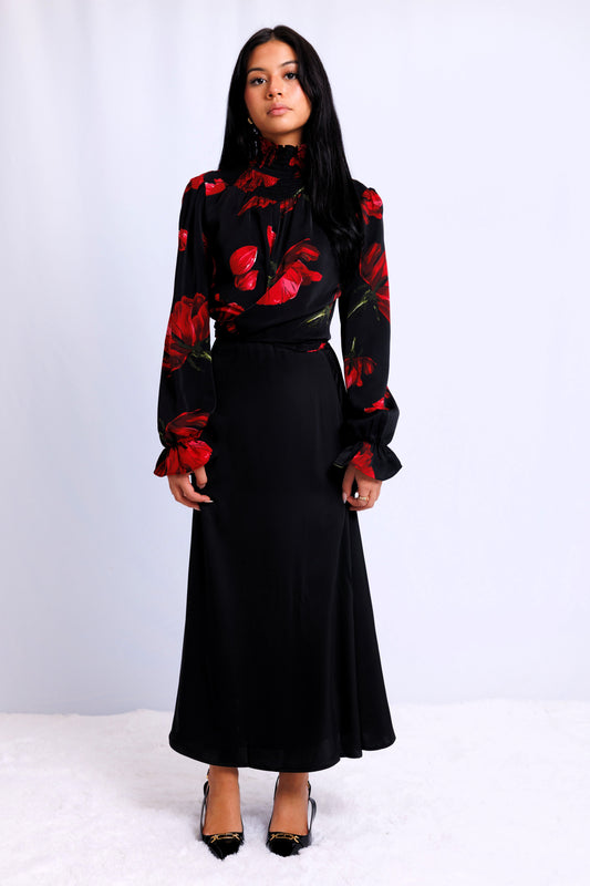 WRAP BLOUSE WITH RUCHED NECK AVAILABLE IN 4 COLORS