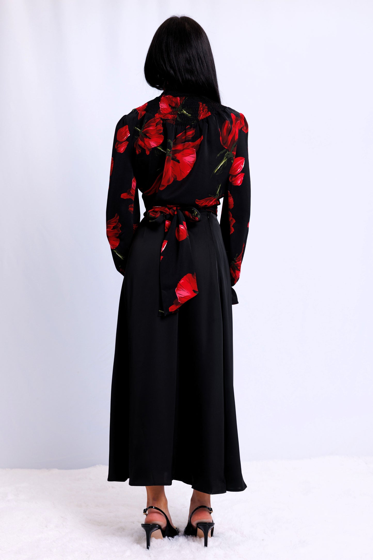 WRAP BLOUSE WITH RUCHED NECK AVAILABLE IN 4 COLORS