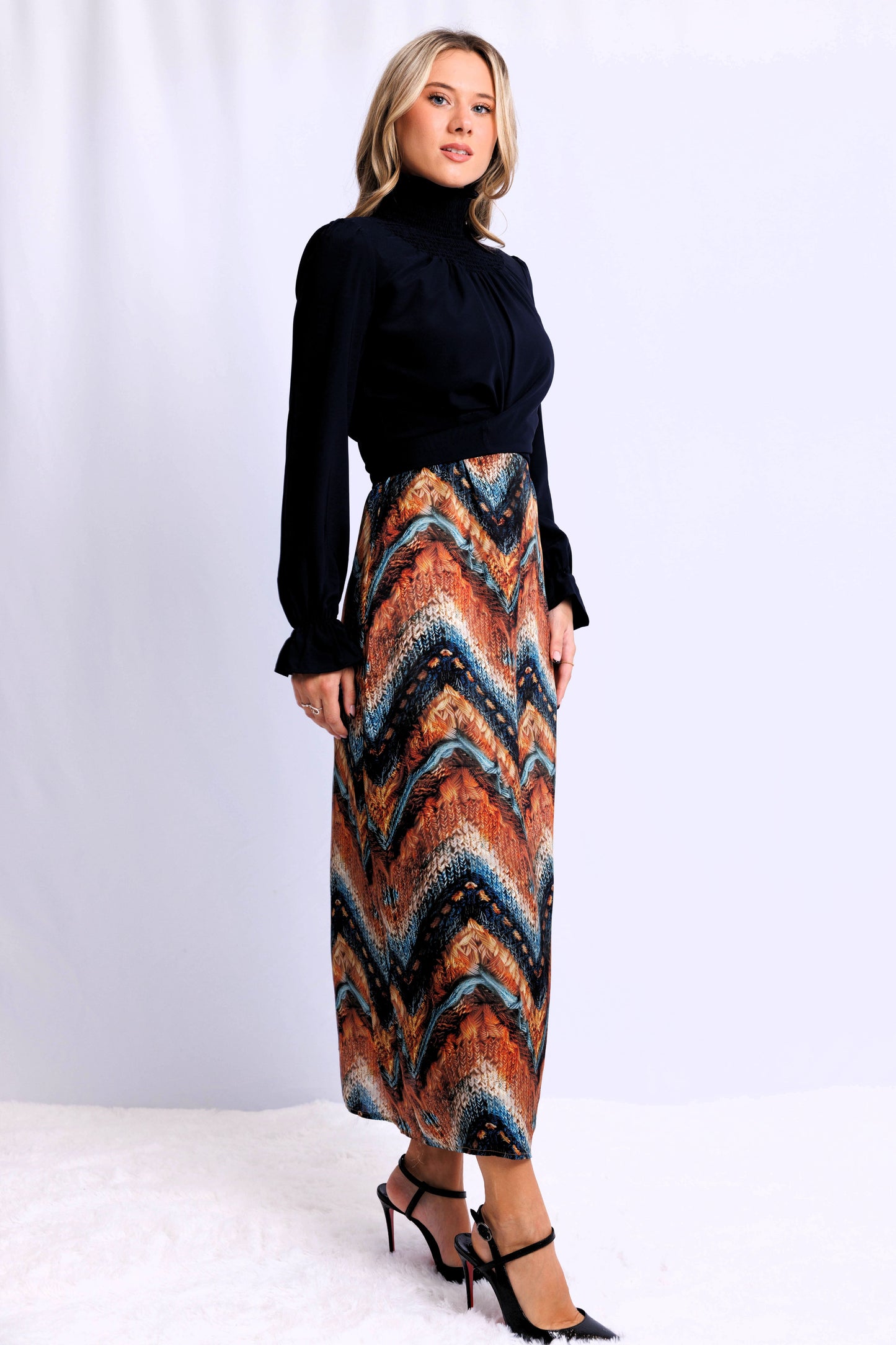 WRAP BLOUSE WITH RUCHED NECK AVAILABLE IN 4 COLORS