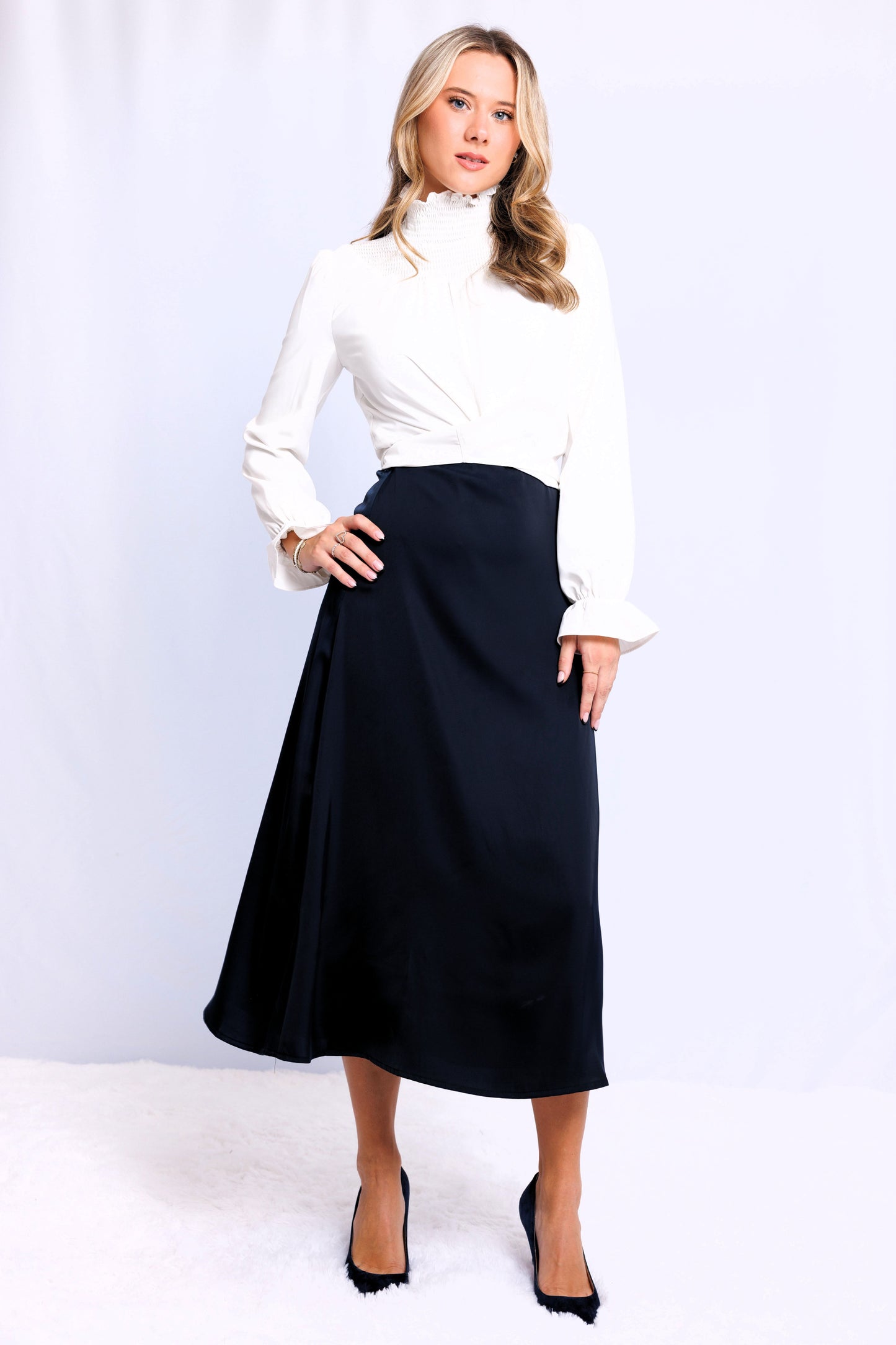 WRAP BLOUSE WITH RUCHED NECK AVAILABLE IN 4 COLORS