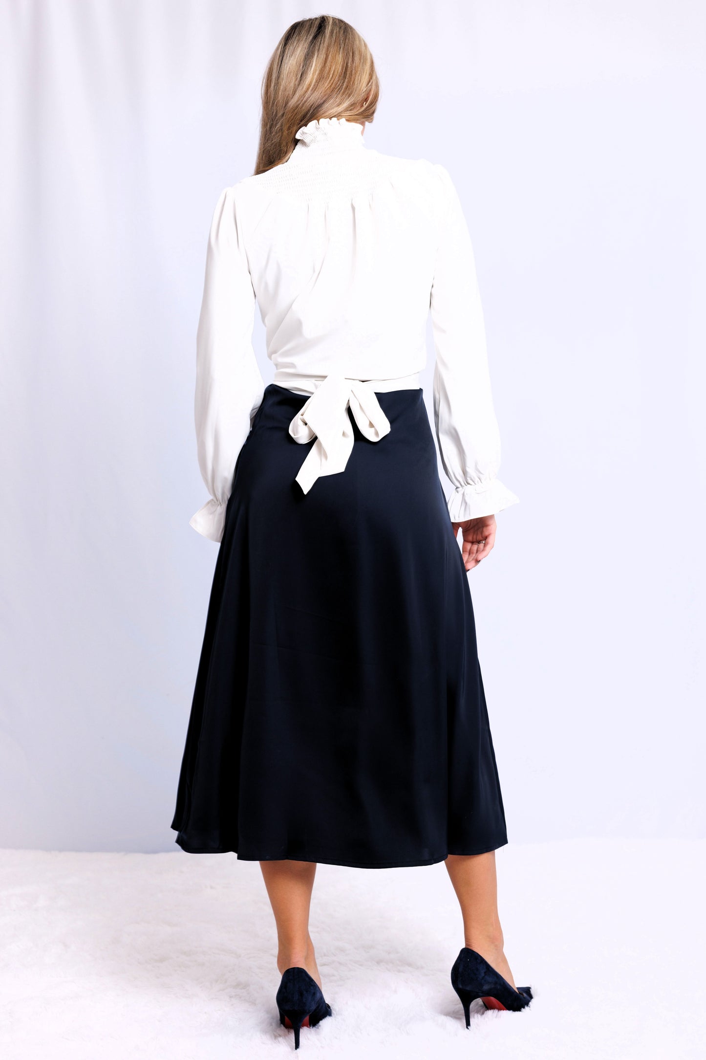 WRAP BLOUSE WITH RUCHED NECK AVAILABLE IN 4 COLORS