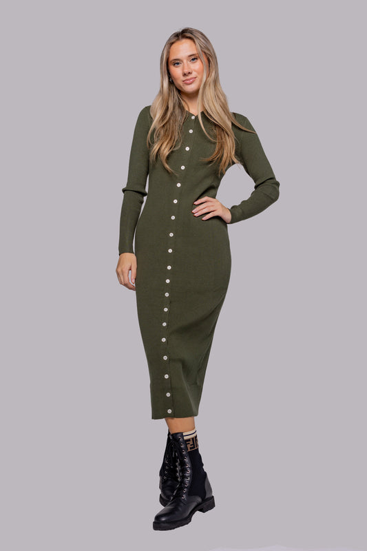 GREEN BUTTON DOWN DRESS